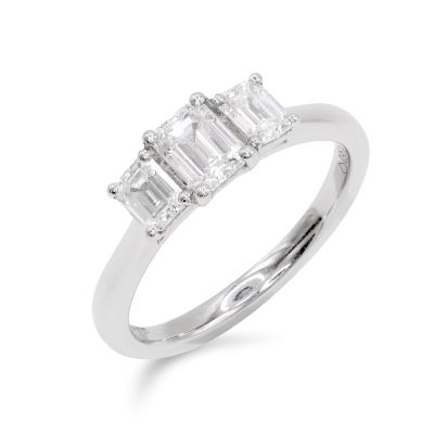 Lumbers Platinum 1.02cts Emerald Cut 3 Stone Diamond Ring