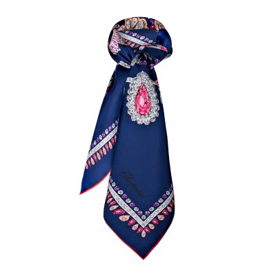 Chopard Chopard Precious Lace Silk Twill Scarf in Navy Blu