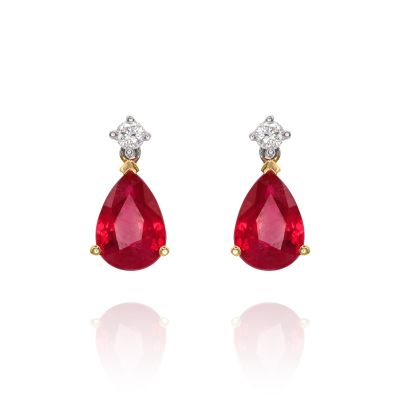 Lumbers 18ct Gold 1.90cts Ruby & Diamond Earrings
