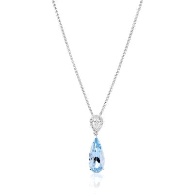 Lumbers 18ct Gold Aquamarine & Diamond Pendant