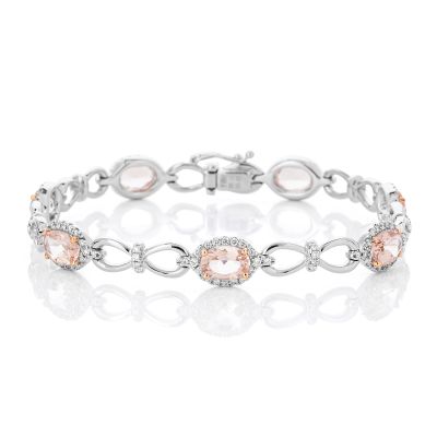 Lumbers 18ct Gold Morganite & Diamond Cluster Bracelet