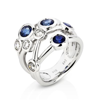 Lumbers 18ct Gold Cascade 0.65cts Sapphire & Diamond  Ring