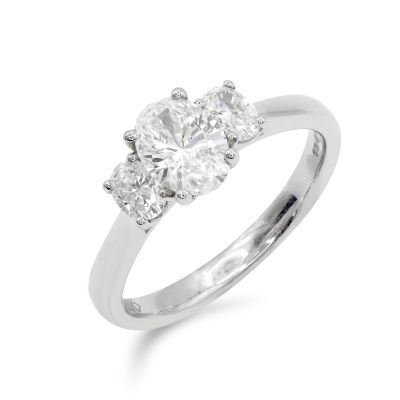 Lumbers Platinum 1.18cts Oval Diamond 3 Stone Ring