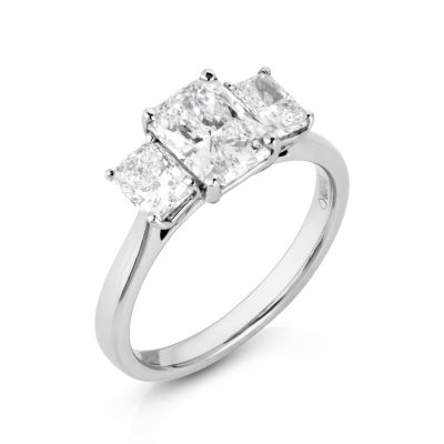 Lumbers Platinum 3 Stone 1.30cts Radiant Cut Diamond Ring
