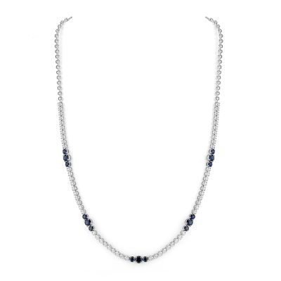 Lumbers 18ct Gold Sapphire & Diamond Illusion Set Necklace