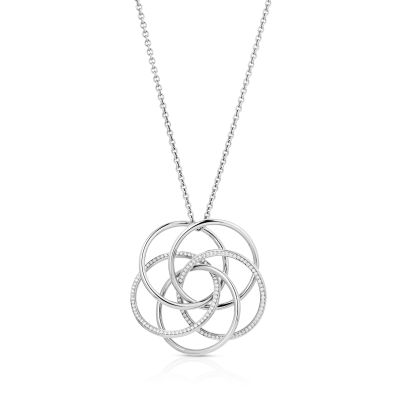 Lumbers 18ct Gold Circle Flower & Diamond Necklace