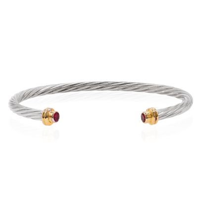 Lumbers 9ct Gold torque Bangle set with tourmalines