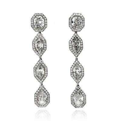 Lumbers Pre-Owned 18ct Gold Angular Diamond Drop Earrings
