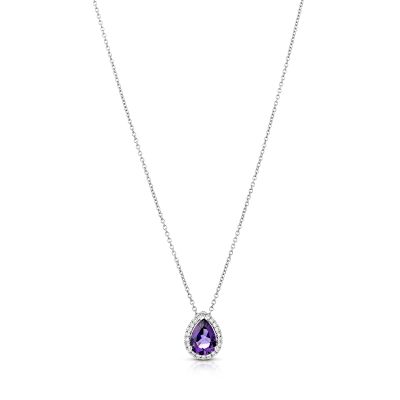 Lumbers 18ct Gold Pear Cut Amethyst & Diamond Necklace