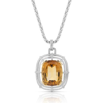 Lumbers 18ct 123.54ct Citrine & 2.54ct Diamond Pendant