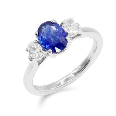 Lumbers 18ct Gold 1.25ct Oval Sapphire & Diamond Ring