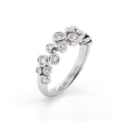 Lumbers Platinum 0.46cts Diamond Rub Over Scatter Ring