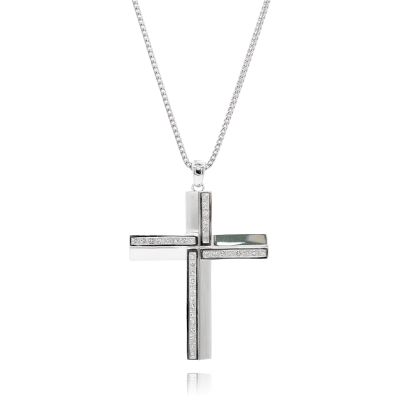 Lumbers 18ct Gold 1.01cts Princess Cut Diamond Cross