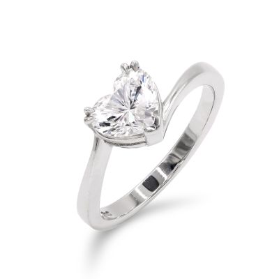 Lumbers Platinum 1.01ct Heart Cut Diamond Twist Ring