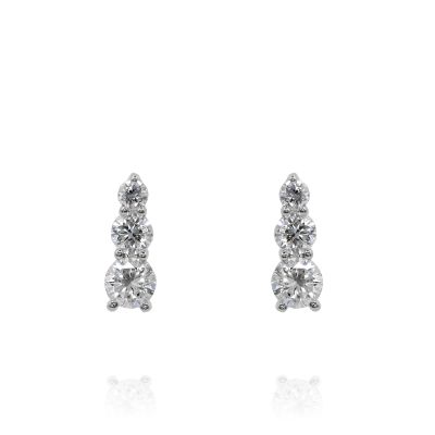 Lumbers Platinum 0.75cts Diamond Graduated Earrings