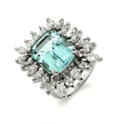 Lumbers Pre-Owned 18ct Gold Aquamarine & Diamond Ring