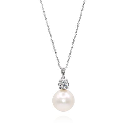 Lumbers 18ct Gold 12mm South Sea & Diamond Pendant