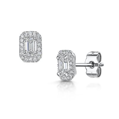 Love Lumbers Love Lumbers 0.75cts Emerald Cut Diamond Ear-studs