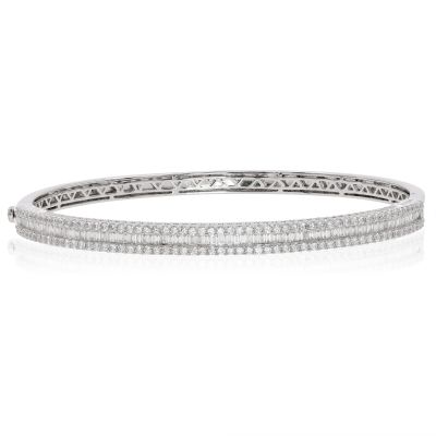 Lumbers 18ct White Gold 3 Row Diamond Bangle