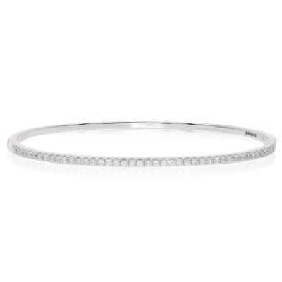 Lumbers 18ct White Gold 0.92cts Diamond Grain Set Bangle