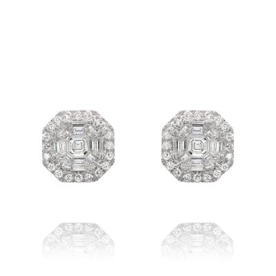 Lumbers 18ct Gold 0.92cts Diamond Cluster Studs