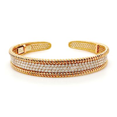 Lumbers Pre-Owned 18ct Gold 3 Row 4.07cts Pave Bangle