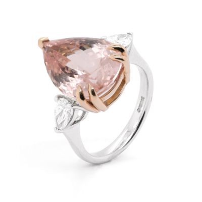 Lumbers Plat & 18ct Gold 9.14ct Morganite & Diamond Ring