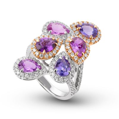 Lumbers 18ct Gold 5.11cts Sapphire & 1.21cts Diamond Ring