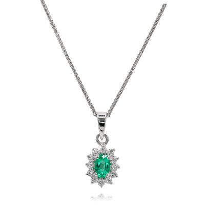 Lumbers 18ct Gold 0.38ct Emerald & Diamond Pendant