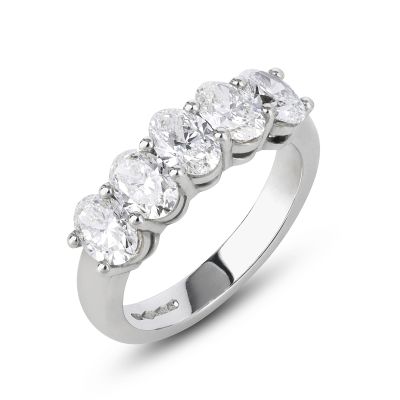 Lumbers Platinum 2.03cts 5 Oval Diamond Ring