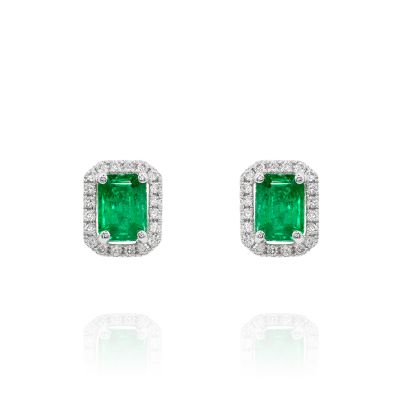 Lumbers 18ct Gold 1.72cts Emerald & Diamond Earrings