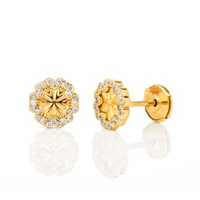 Lumbers Clover 18ct Yellow Gold 9mm Diamond Halo Studs