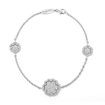 Lumbers Clover Platinum 3 Clover Pave Diamond Bracelet