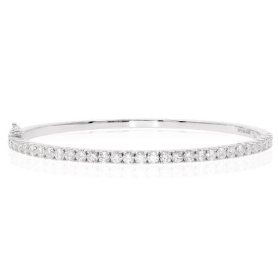 Lumbers 18ct White Gold 2.57cts DIamond Claw Set Bangle