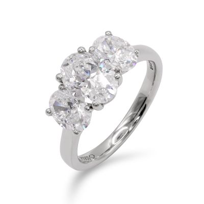 Lumbers Platinum 2.93cts Diamond 3 Stone Oval Ring