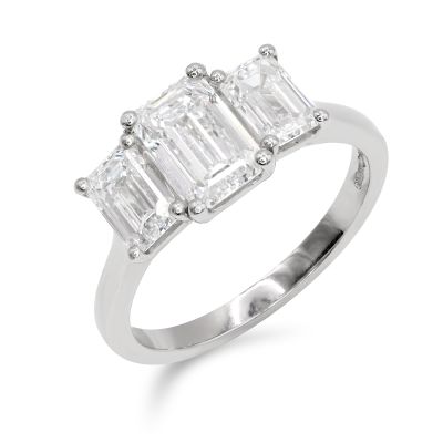 Lumbers Platinum 2.24cts Emerald Cut 3 Stone Diamond Ring