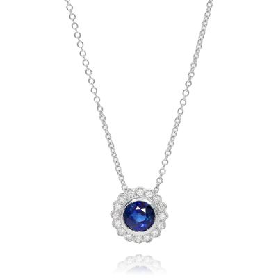 Lumbers 18ct Gold 1.00ct Sapphire & Diamond Necklace