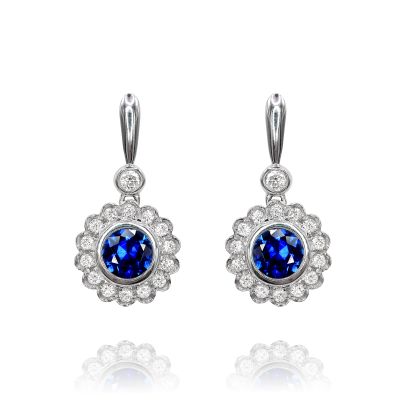 Lumbers 18ct Gold 1.16cts Sapphire & Diamond Earrings