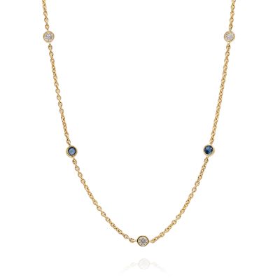 Lumbers 18ct Gold Speckled Sapphire & Diamond Chain