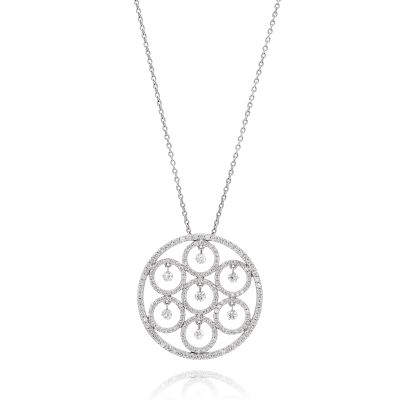 Lumbers 18ct Gold 1.35cts Diamond Circle Drop Necklace