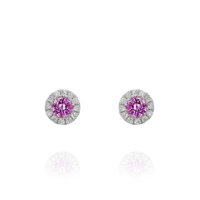 Lumbers 18ct Gold 0.29cts Pink Sapphire & Diamond Studs