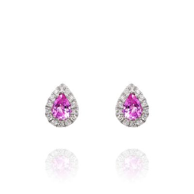 Lumbers 18ct Gold 0.37cts Pink Sapphire & Diamond Studs