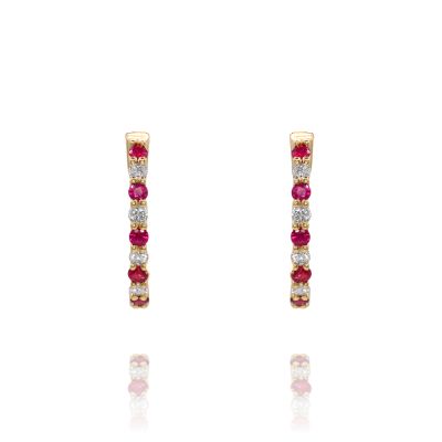Lumbers 18ct Gold Ruby & Diamond Hinged Hoops