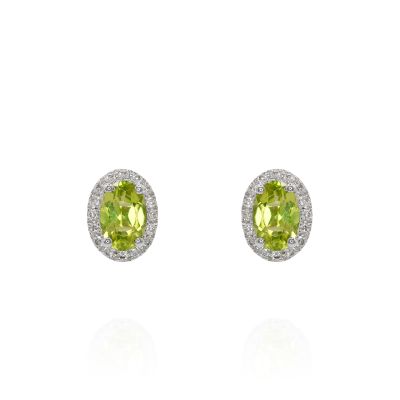 Lumbers 18ct Gold 1.09cts Peridot & Diamond Halo Studs