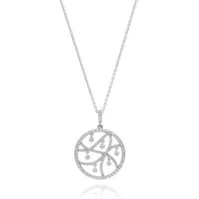Lumbers 18ct Gold 0.94cts Diamond Circle Drop Necklace