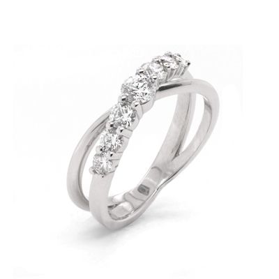 Lumbers Platinum 0.75cts Diamond Cross Over Ring