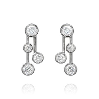 Lumbers Platinum Cascade 1.25cts Diamond 2 Row Earrings