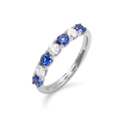 Lumbers Plat sapp and diamond U claw set 0.72cts  0.36cts