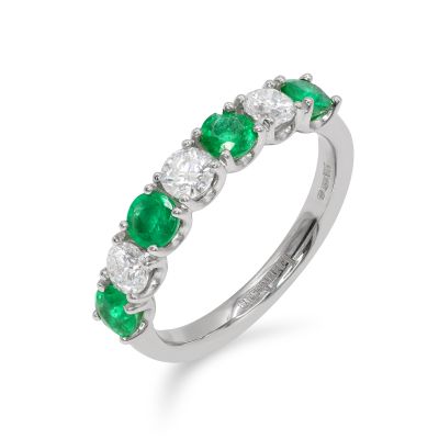 Lumbers Plat Emerald and diamond U claw set E 0.96 0.63cts