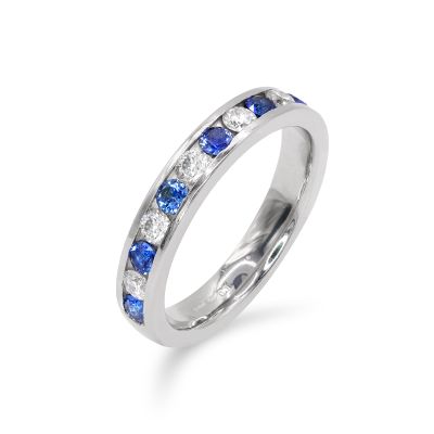 Lumbers Platinum Sapphire & Diamond Eternity Ring